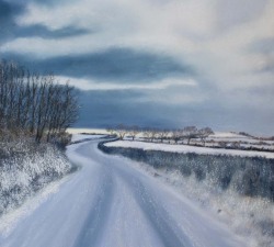 Snowy Lane : An original pastel by landscape artist Sue Thomas