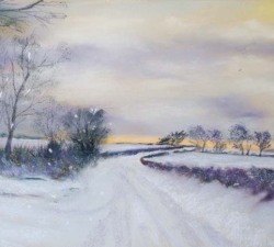 Winter Evening : An original pastel by landscape artist Sue Thomas