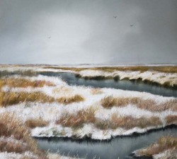 Winter Marshes : An original pastel by landscape artist Sue Thomas