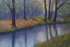 Woodland Reflections: An original pastel by landscape artist Sue Thomas